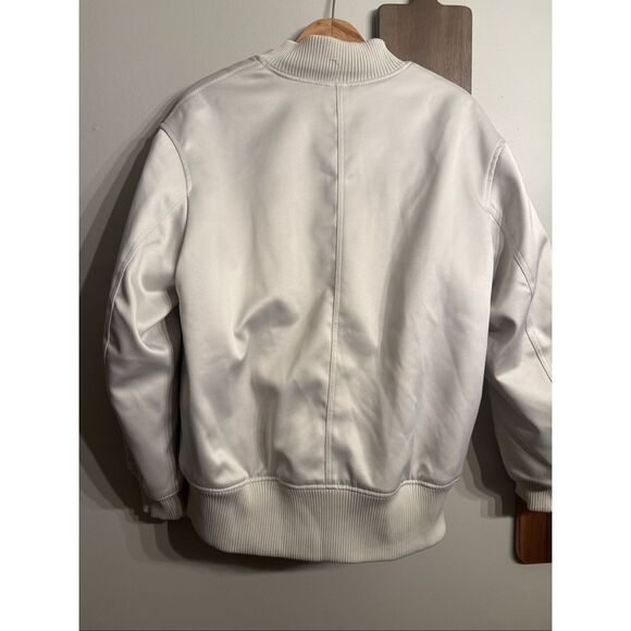 H&M Silver Gray Full Zip Lined Stand Collar Long Sleeve Bomber Jacket Size Small - Picture 2 of 7